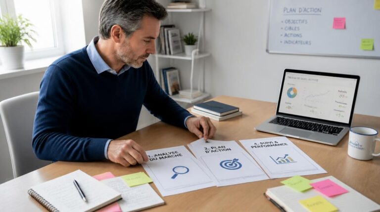 Démarche marketing organisée autour de quatre étapes clés