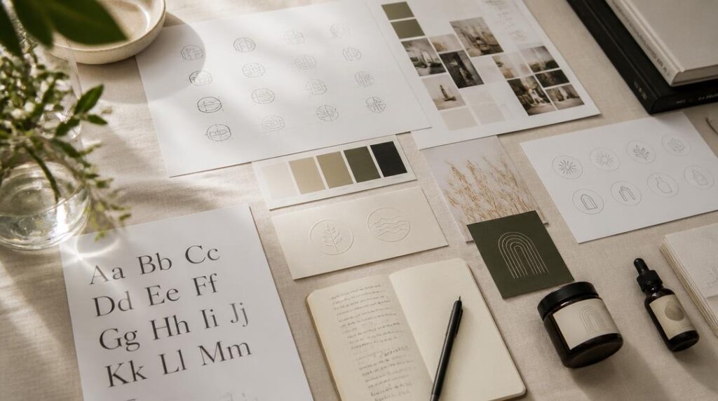 Palette, typographies et logo de marque harmonisés