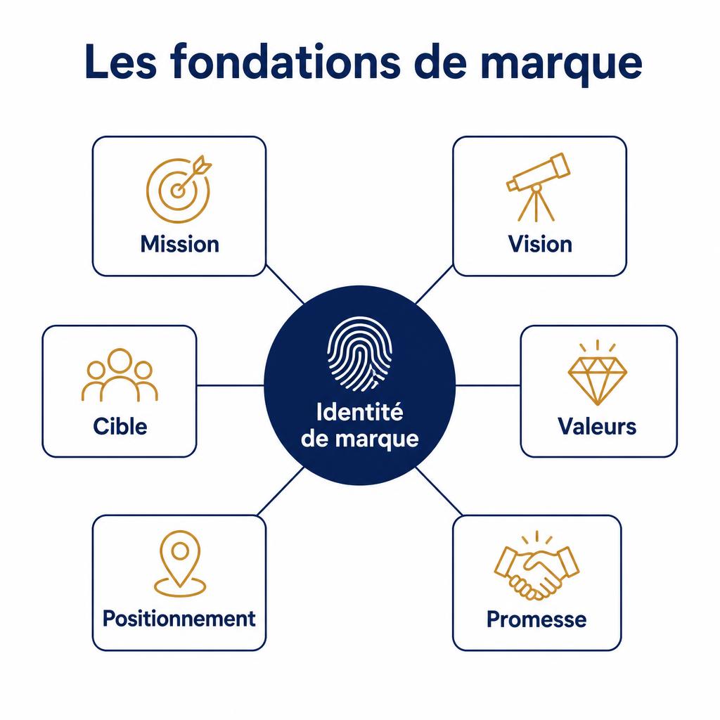 Schéma des fondations de l'identité de marque