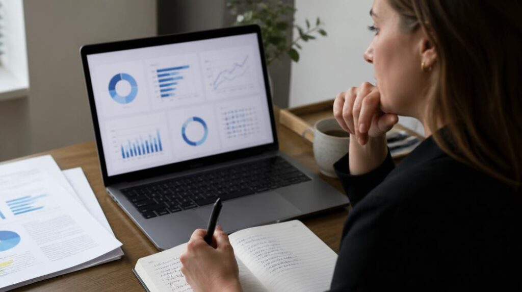 Analyse d'indicateurs KPI sur un tableau de bord