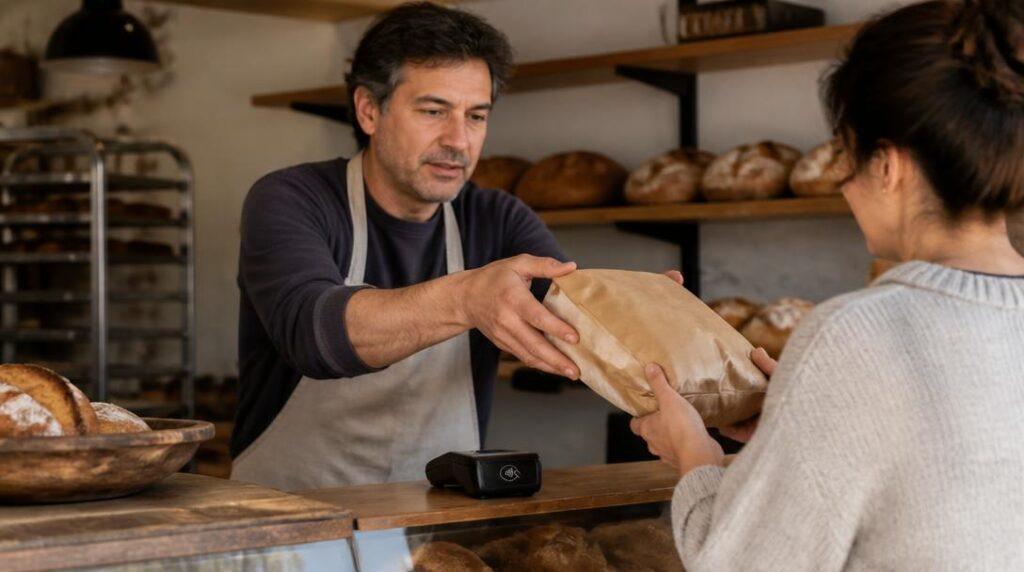 Vendeur et acheteur sur le marché des biens