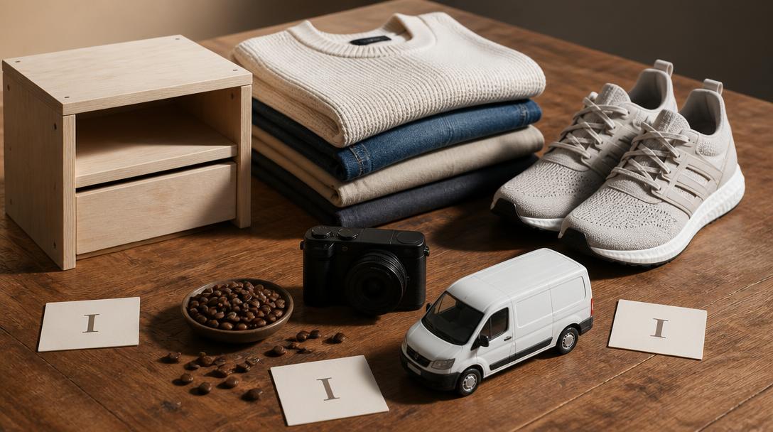 Objets variés illustrant une marque en I par secteur