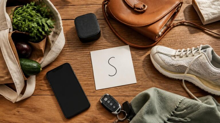Objets du quotidien représentant les marques en S