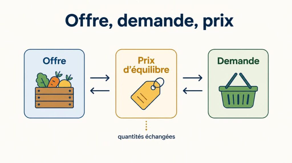 Schéma de l'offre, demande et prix d'équilibre
