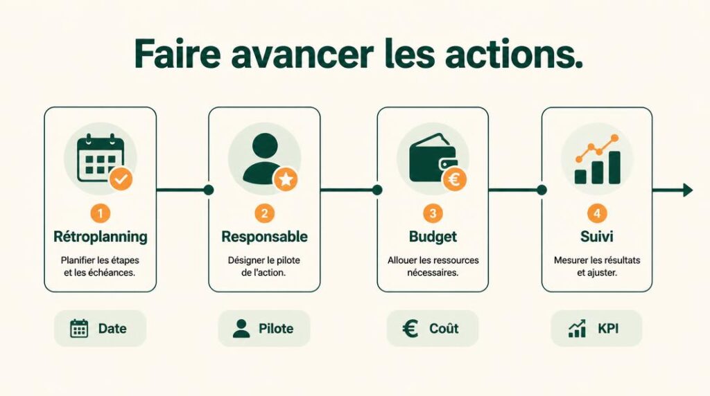 Infographie rétroplanning budget et responsables d'action