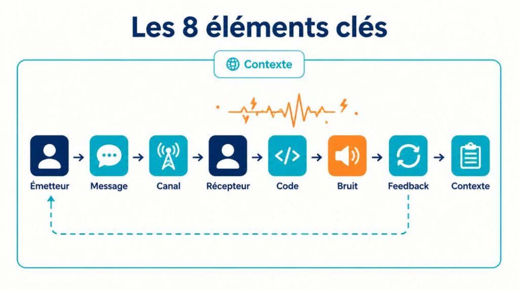 Émetteur message canal récepteur et feedback