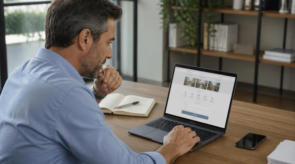 Site vitrine professionnel consulté sur ordinateur portable