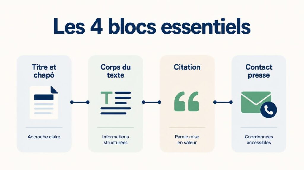 Schéma des blocs d'un communiqué de presse