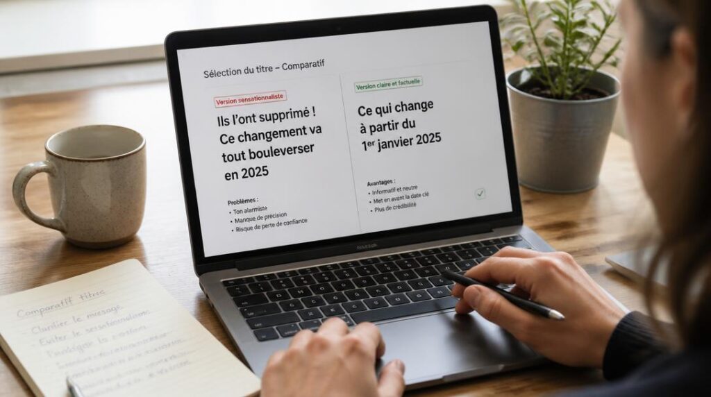 Comparaison entre titre racoleur et accroche claire