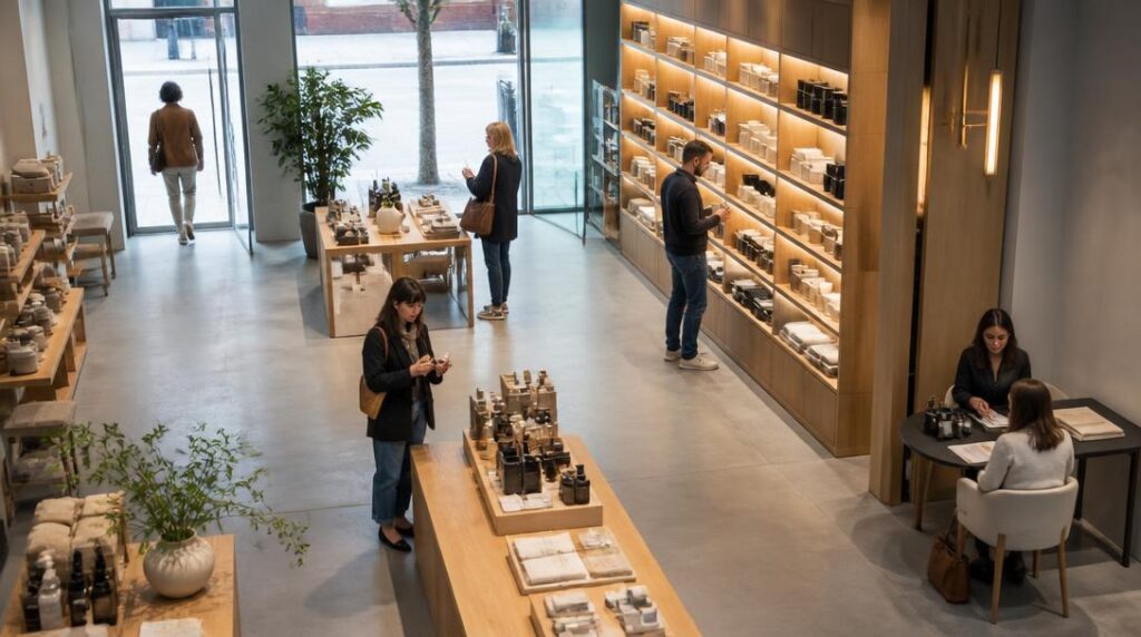 Circulation et zoning commercial dans un magasin
