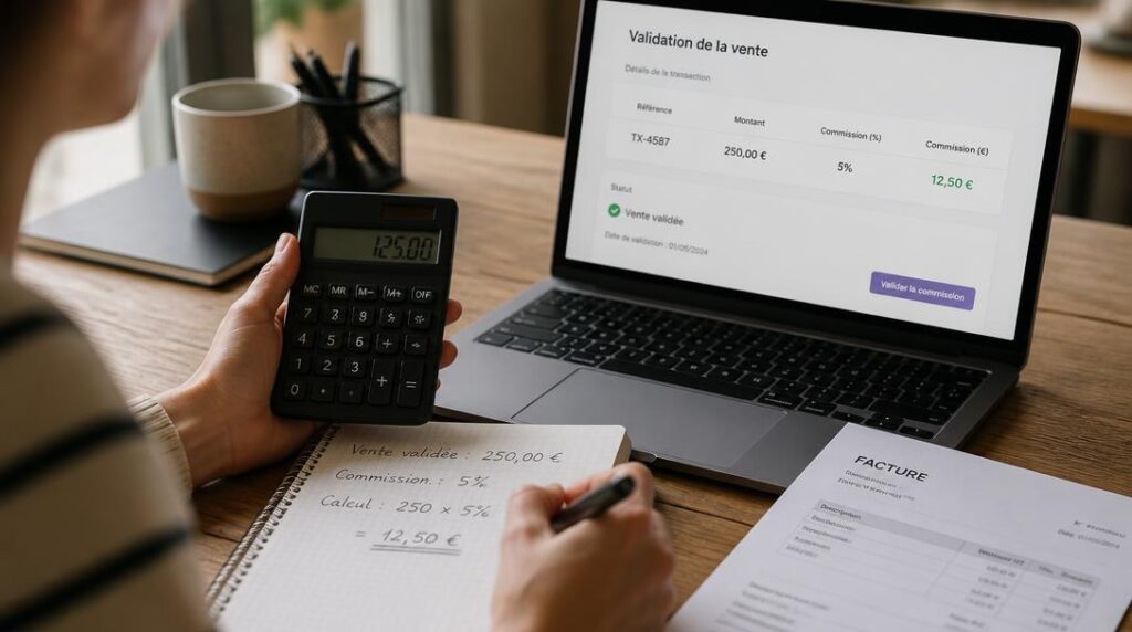 Calcul d'une commission d'affiliation sur ordinateur