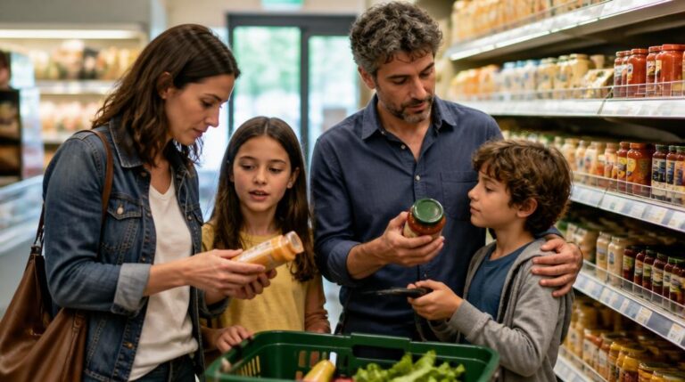 Consommateurs choisissant des produits mass market en magasin