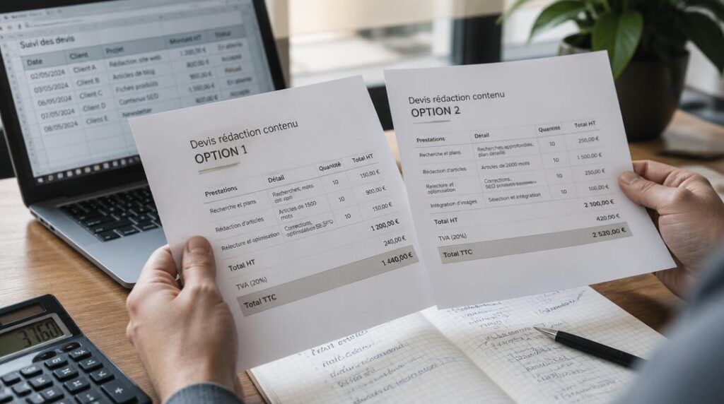 Devis comparés pour établir un prix rédaction web