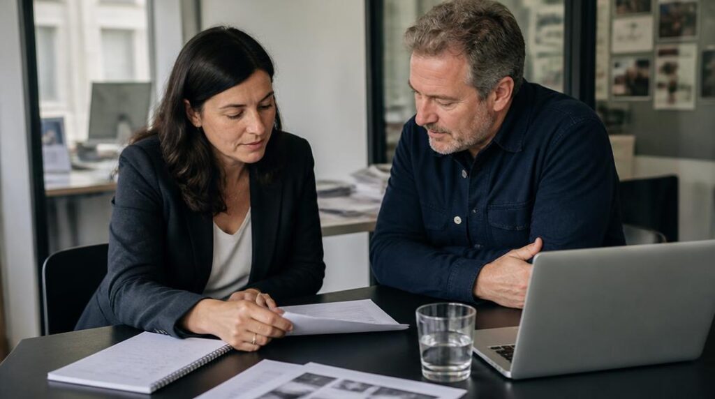 Échange professionnel autour d'un communiqué de presse